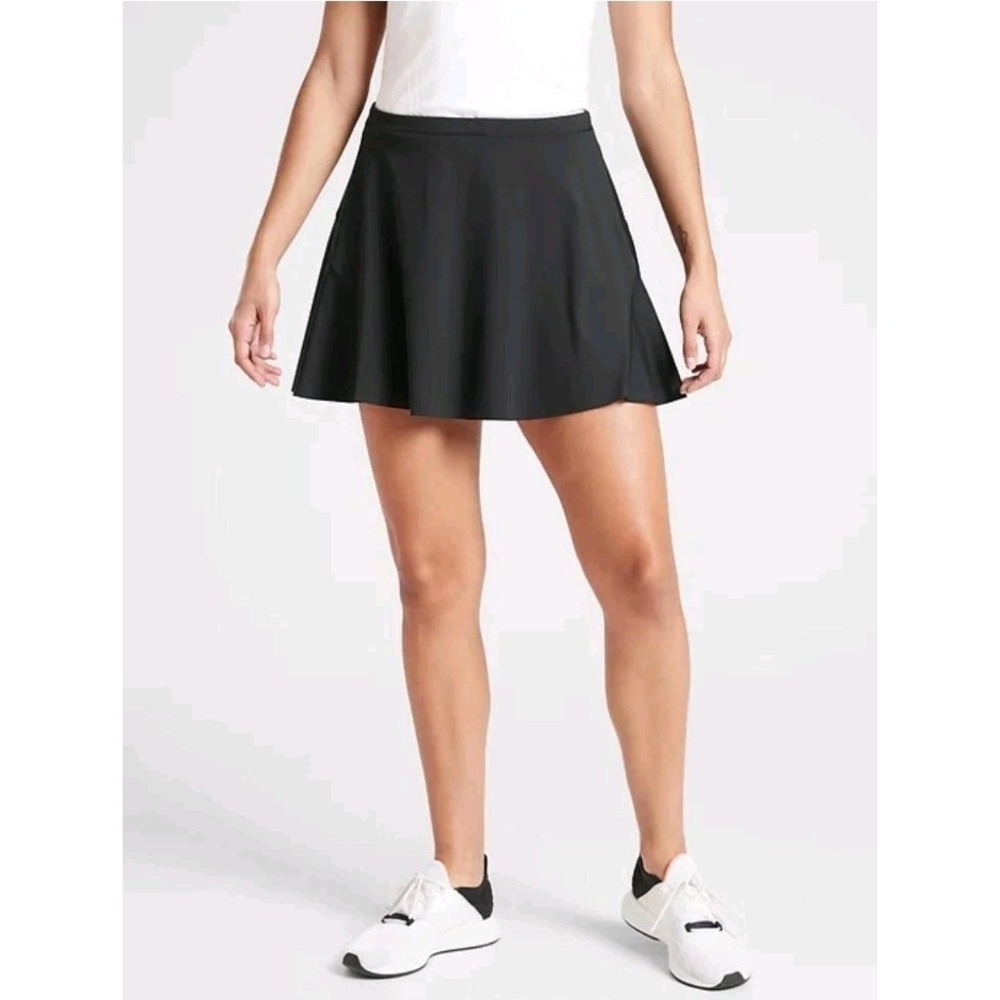 Athleta Black Pickleball Tennis Prep Sporty Match Point Mini Skort Size Medium